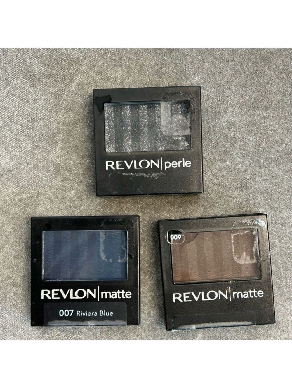 Revlon Matte Perle Eyeshadow Trio Riviera Blue Rich Sable Brown Black Galaxy